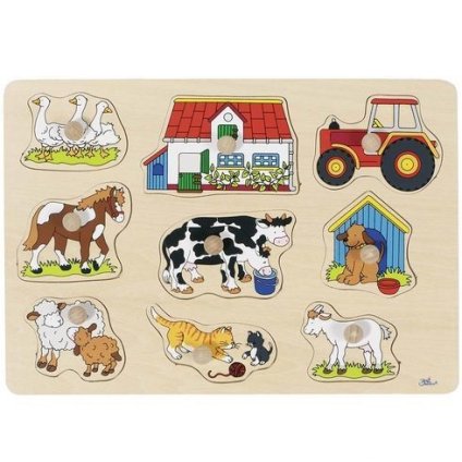 GOKI Puzzle s dřevěnými úchytkami zvířátka na statku II