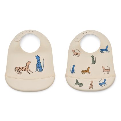 LIEWOOD Tilda Silikonový bryndák 2 ks Leopard multi mix