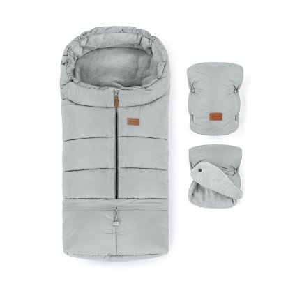 PETITE & MARS Set zimní fusak Jibot 3v1 + rukavice na kočárek Jasie Quiet Grey
