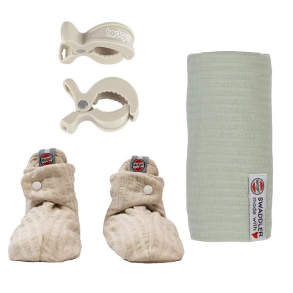 LODGER Set Capáčky, klipy a látková plena Birch/Silk/Birch 0-3m.