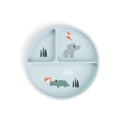 DONE BY DEER Jídelní talíř Stick and stay Playground modrý