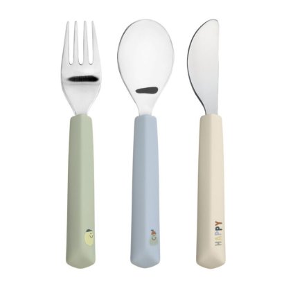 LÄSSIG Cutlery with Silicone Handle 3pcs Happy Fruits Lemon