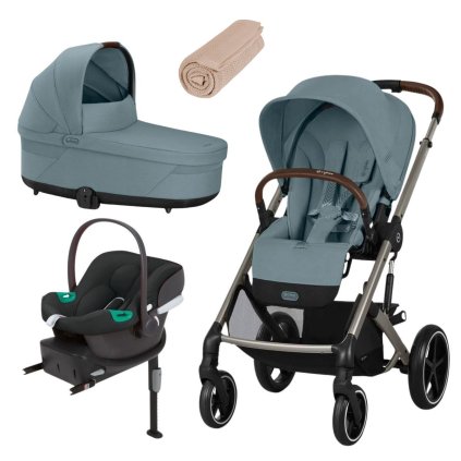 CYBEX Výhodný set Balios Stormy Blue + Lůžko + Autosedačka se základnou