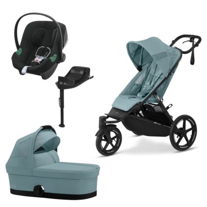 CYBEX Výhodný set Avi Spin Stormy Blue + Lůžko + Autosedačka se základnou