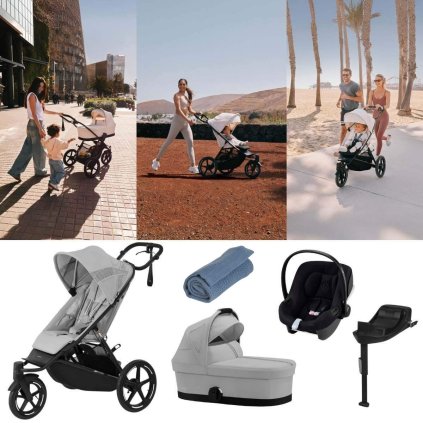 CYBEX Avi Spin Kočárek trojkombinace Fog Grey/ Blue