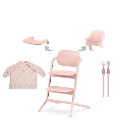 CYBEX Lemo 3-in-1 Pearl Pink + Coverall Peppa Pig + příbor