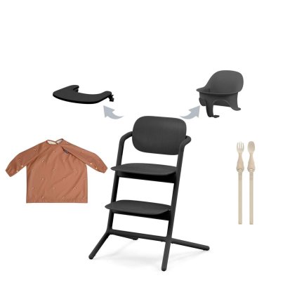 CYBEX Lemo 3-in-1 Stunning Black + Coverall Rainbows + příbor