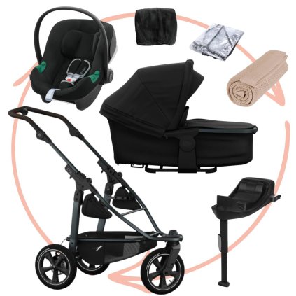 TFK Set Mono 3 Air Wheel Kompletní kočárek + Autosedačka + Příslušenství Black