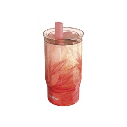 QUOKKA Nerezový termohrnek s brčkem Mist Peach Petals 720 ml
