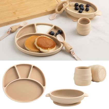 BIBADO Silikonový jídelní set Fawn