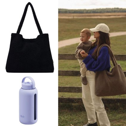 STUDIO NOOS Zvýhodněný set Taška Mom Bag Teddy Black + BINK Lahev Iris