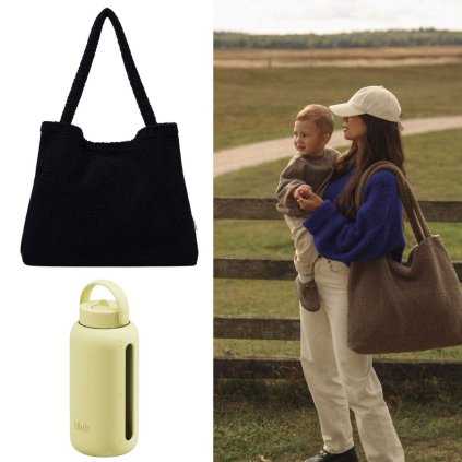 STUDIO NOOS Zvýhodněný set Taška Mom Bag Teddy Black + BINK Lahev Butter