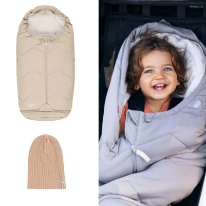 VOKSI Fusak Sky Light a čepice Lodger Seashellsand Solid/Linen 1-2 roky