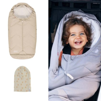 VOKSI Fusak Sky Light a čepice Lodger Seashellsand Solid/ Rib Birch 1-2 roky