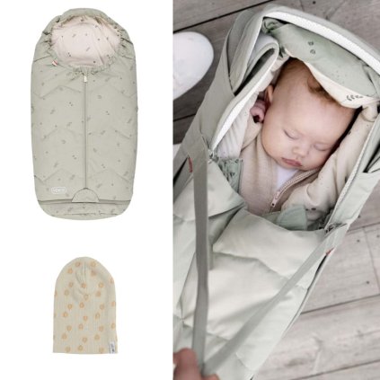 VOKSI Fusak Sky Light a čepice Lodger Misty Green Fields/ Rib Birch 1-2 roky