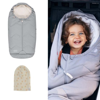 VOKSI Fusak Sky Light a čepice Lodger Grey Solid/ Rib Birch 1-2 roky