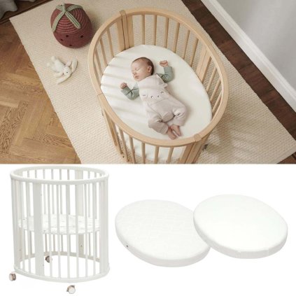 STOKKE Sleepi Mini Postýlka V3 White + matrace a prostěradlo