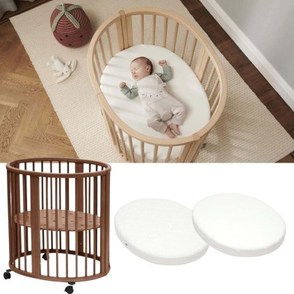 STOKKE Sleepi Mini Postýlka V3 Warm Brown + matrace a prostěradlo