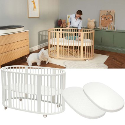 STOKKE Sleepi Postýlka V3 White + matrace a prostěradlo