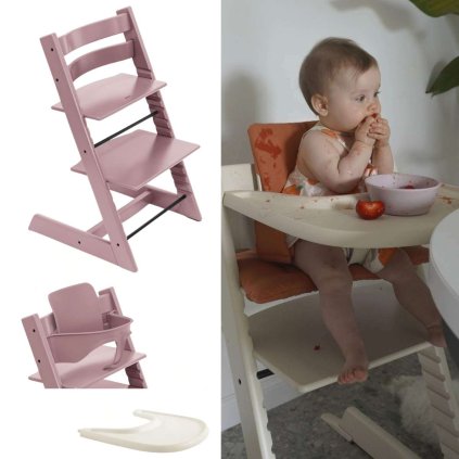 STOKKE Tripp Trapp Židlička a Baby Set Heather Mauve + pultík Vanilla White