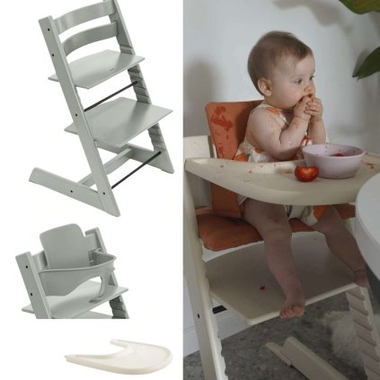 STOKKE Tripp Trapp Židlička a Baby Set Glacier Green + pultík Vanilla White