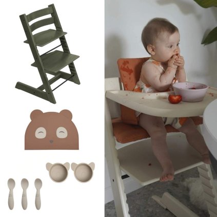 STOKKE Tripp Trapp Jídelní set - Židlička a doplňky Marble Green