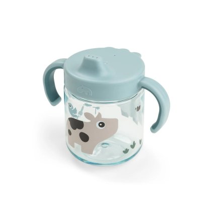 DONE BY DEER Dětský hrneček s pítkem Tiny Farm modrý