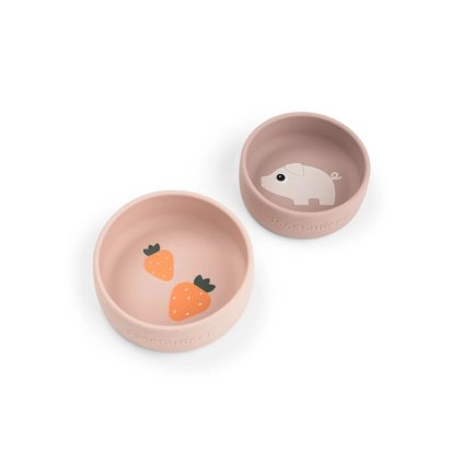 DONE BY DEER Set 2 ks silikonových misek Pigee růžové