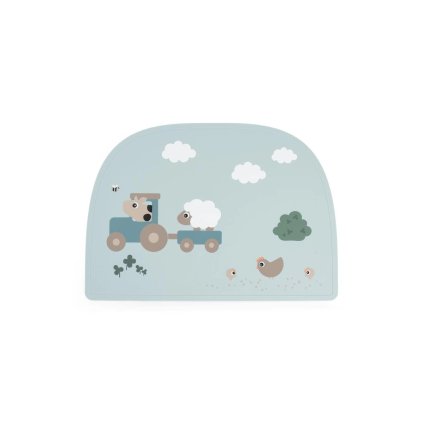 DONE BY DEER Silikonové prostírání Tiny Farm modré