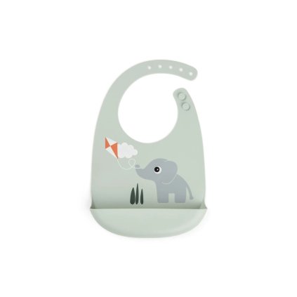 DONE BY DEER Silikonový bryndáček Playground zelený