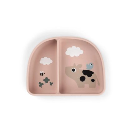 DONE BY DEER Stick and stay silikonová miska Tiny farm růžová