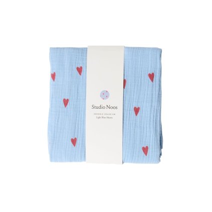 STUDIO NOOS Zavinovací plena 120 x 120 cm Light Blue Hearts