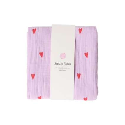 STUDIO NOOS Zavinovací plena 120 x 120 cm Purple Hearts