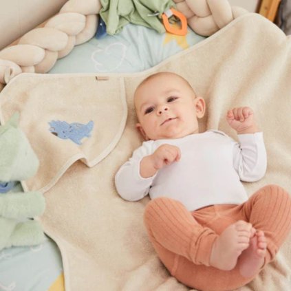 STERNTALER Kojenecká osuška s kapucí 80x80 cm Dino Rexi Beige