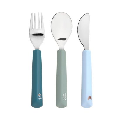 LÄSSIG Cutlery with Silicone Handle 3pcs Tiny Team Dog
