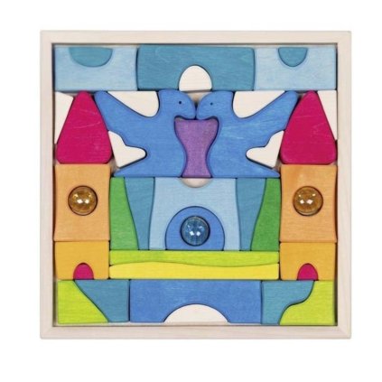 GOKI Dřevěné stavební puzzle Hrad Funkelstein