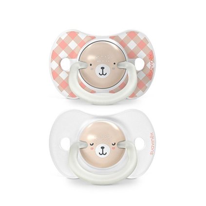 SUAVINEX Wild & Free Šidítko Den & Noc fyziologické silikon 6 - 18 m. 2 ks růžové