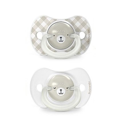 SUAVINEX Wild & Free Šidítko Den & Noc fyziologické silikon 6 - 18 m. 2 ks šedé