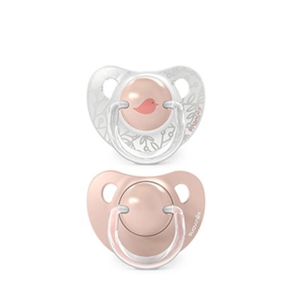 SUAVINEX Dudlík anatomický silikon Birdies růžový 0-6 m 2ks