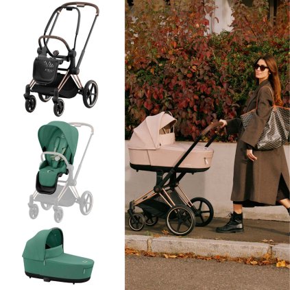 CYBEX Platinum Priam Kompletní kočárek Rosegold/Leaf Green