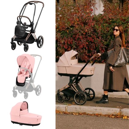 CYBEX Platinum Priam Kompletní kočárek Rosegold/Peach Pink