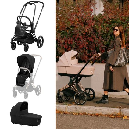 CYBEX Platinum Priam Kompletní kočárek Matt Black/Cozy Beige