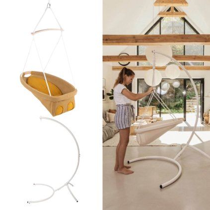 ADAMO Kolébka/Houpačka Lux Mustard a stojan