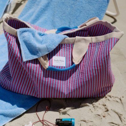 STUDIO NOOS Poplin Beach Bag Rasberry Striped