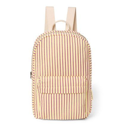 STUDIO NOOS Dětský batoh Poplin Midi Butter Yellow Stripped