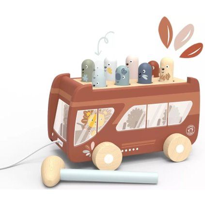 SPEEDY MONKEY Dřevěná zatloukačka Autobus
