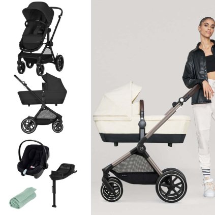 CYBEX EOS Lux Set Moon Black + Aton B2 i-Size Black + Deka Sage Green