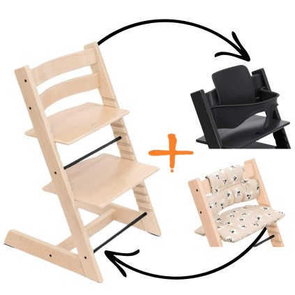 STOKKE Set Tripp Trapp Židlička Natural + Polstrování Disney + Baby set