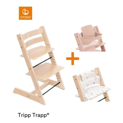 STOKKE Set Tripp Trapp Židlička Natural + Polstrování + Baby set