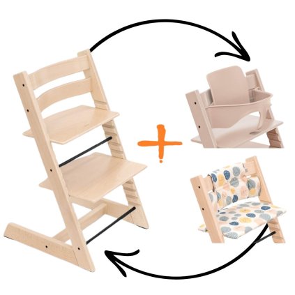 STOKKE Set Tripp Trapp Židlička Natural + Polstrování + Baby set